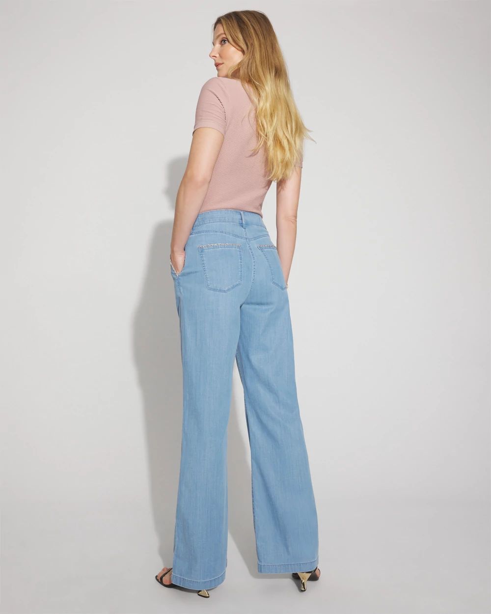 High-Rise Wide-Leg Jean with Chain Trim | White House Black Market